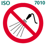 放水・散水禁止（ISO 7010)